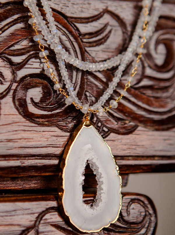 closeup shot of a beautiful white color pendant